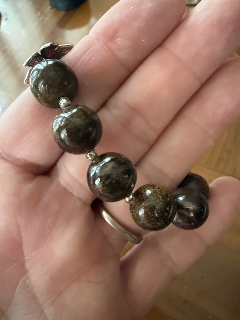 Silpada Bronzite bracelet with sterling Floral Toggle Clasp - - Picture 3 of 3